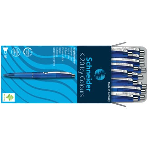 Penna a sfera a scatto Schneider K 20 Icy Colours ricaricabile tratto M blu P132003